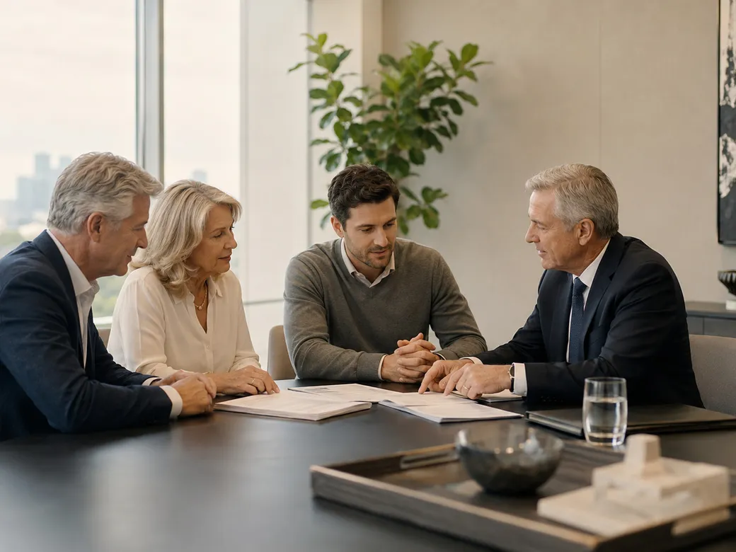 Business owner and fiduciary advisers reviewing a plan